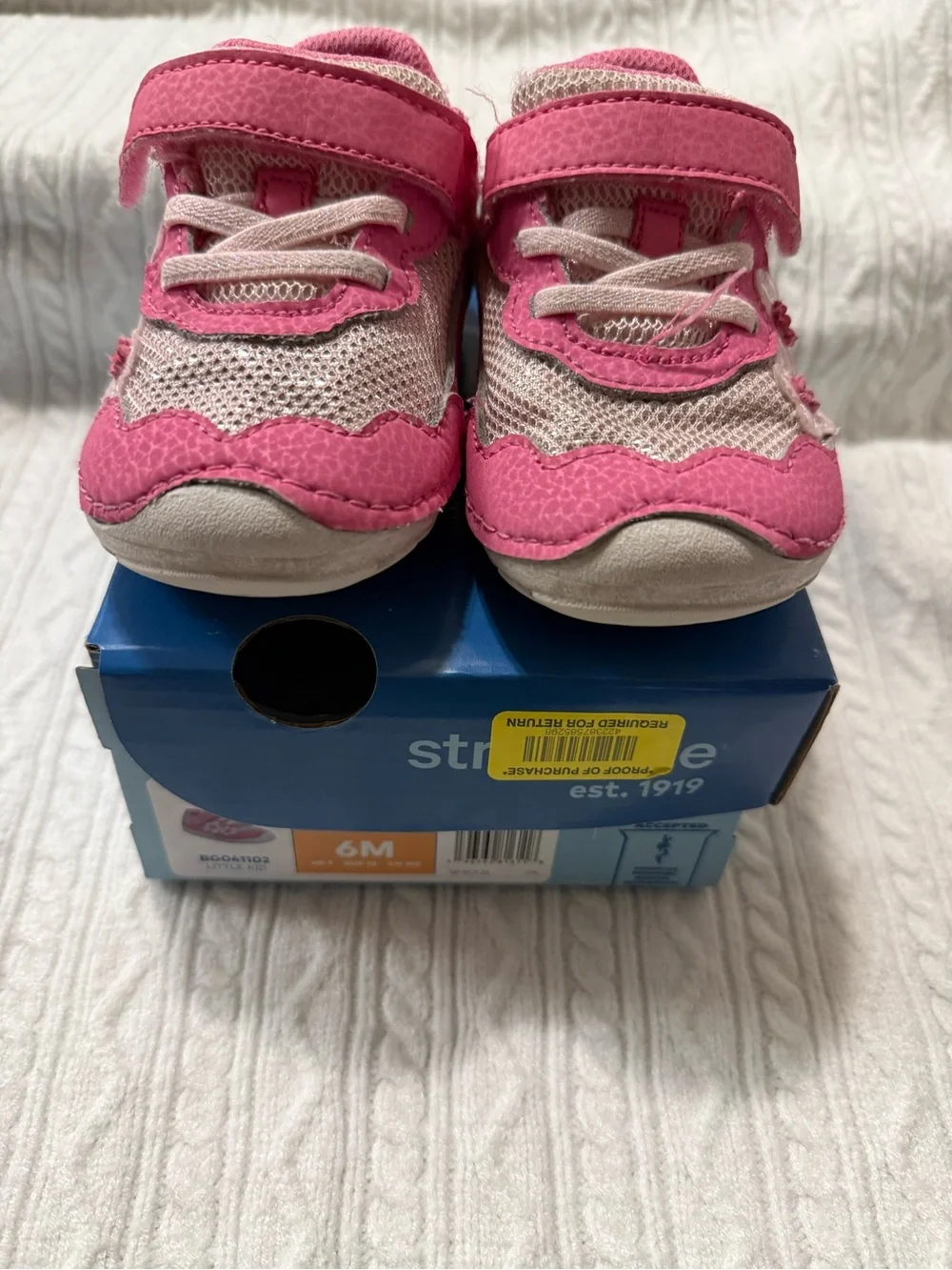 Toddler Pink Mesh & Faux-Leather Sneakers with Hook-and-Loop Strap